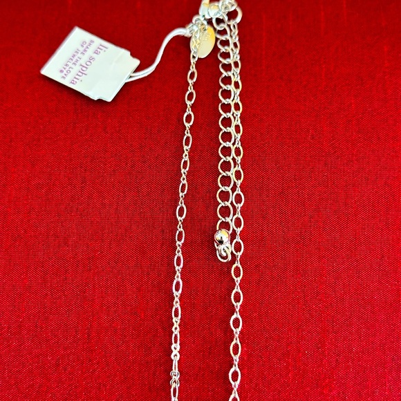 Lia Sophia Silvertone and Crystal Y Necklace 18-20” - Picture 3 of 6